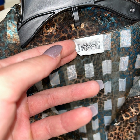 Y2K Sheer Animal Print Button Down - Picture 7 of 8